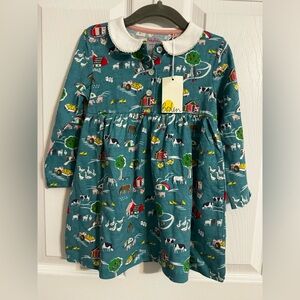 Mini Boden Farm Print Dress with White Collar (18-24 mos) NWT